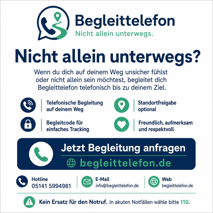 Begleittelefon – Nicht allein unterwegs, persönliche telefonische Wegbegleitung
